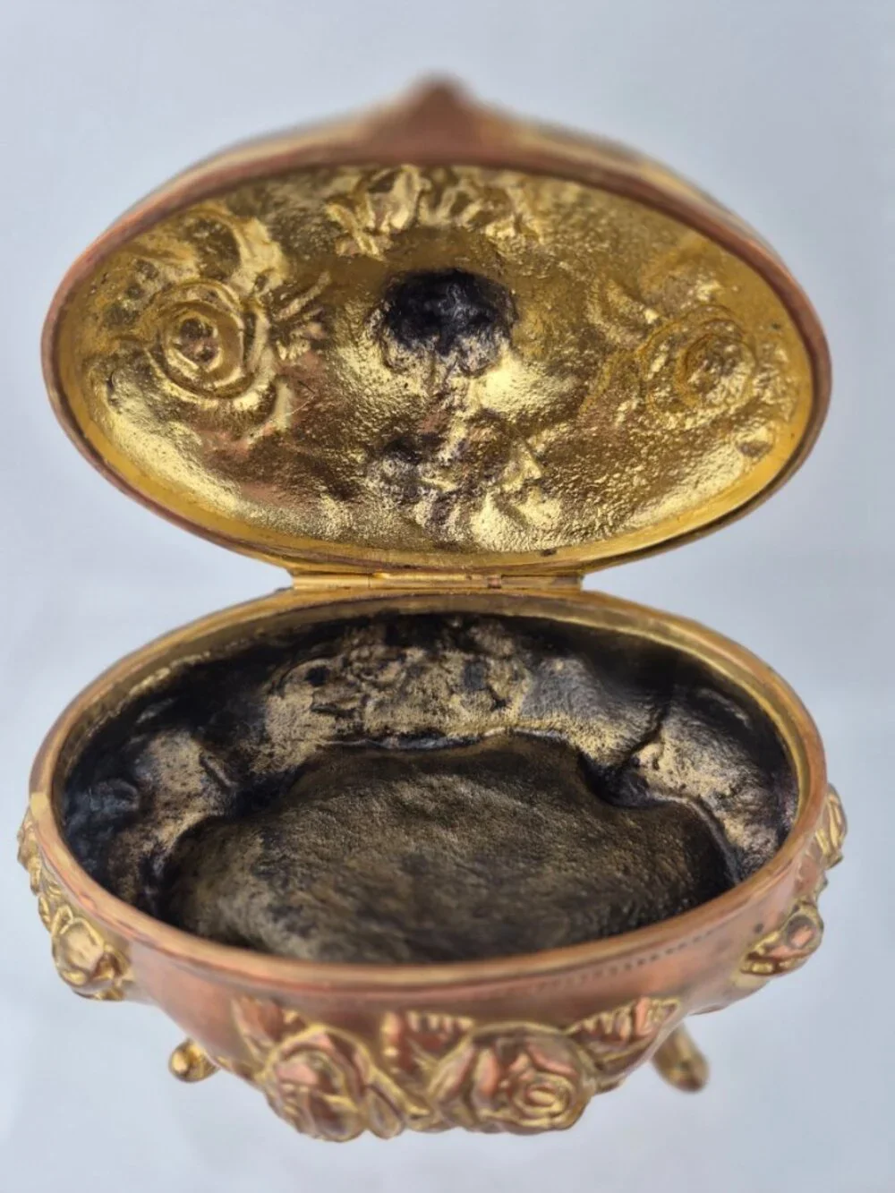 N.B. Rogers Art Nouveau Trinket Box 812-882 Jewelry Casket Rose Floral Gold Tone